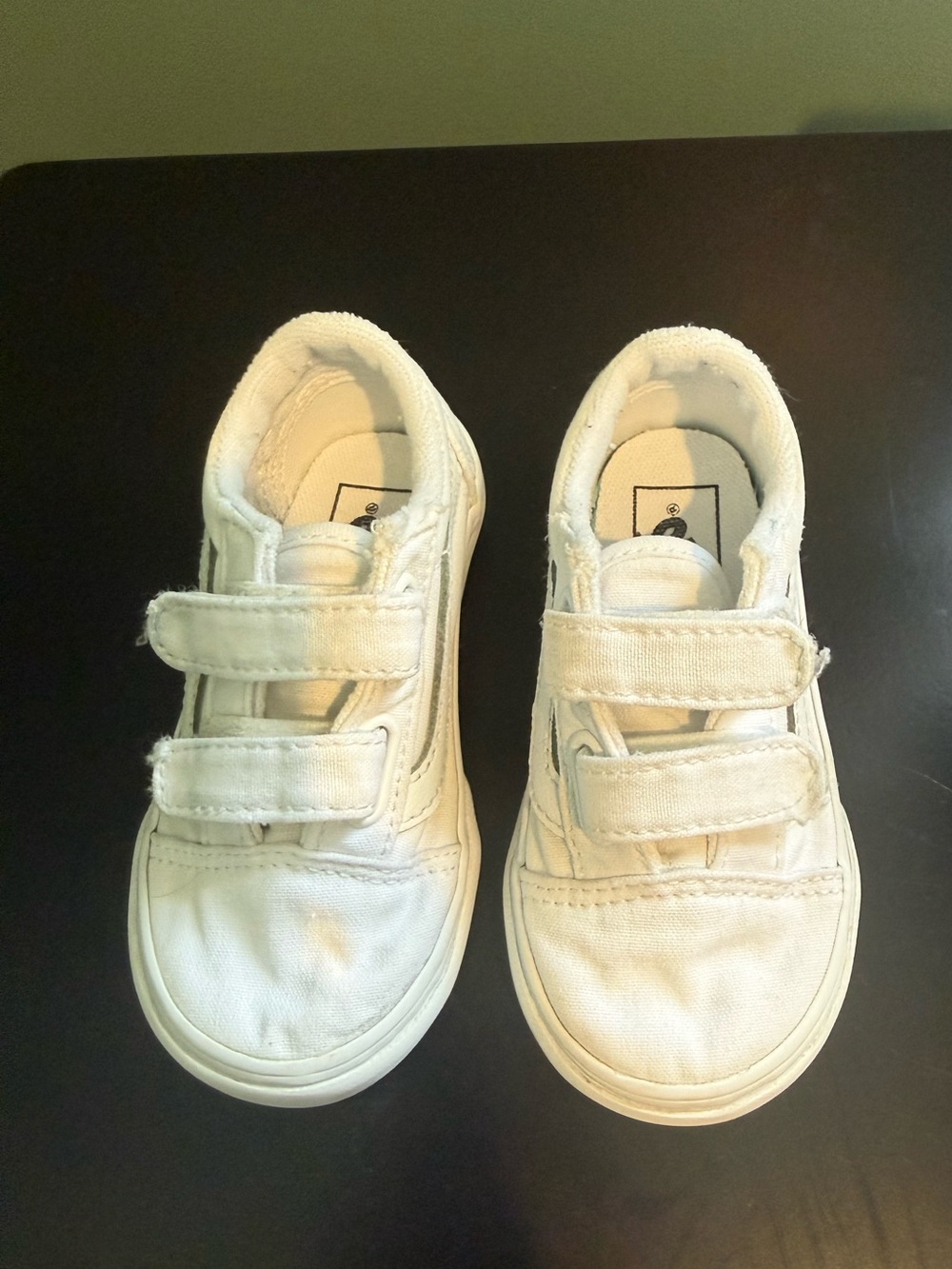 Vans Toddler White Canvas Velcro Sneakers (Size 7)